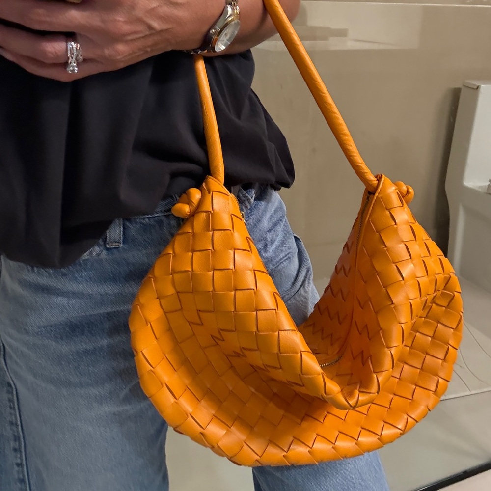 Orange Woven Shoulder Bag